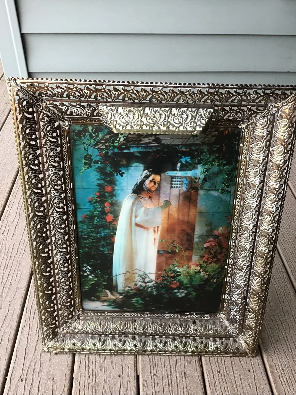 Jesus Knocking Ornate Gold Decorative Picture Frame with Filigree Detail